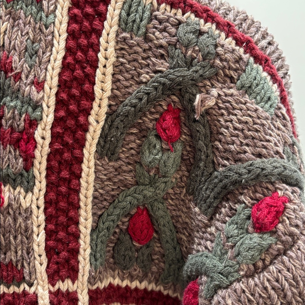 Vintage Knit Cardigan with Geometric Patterns - Picture 6 of 7